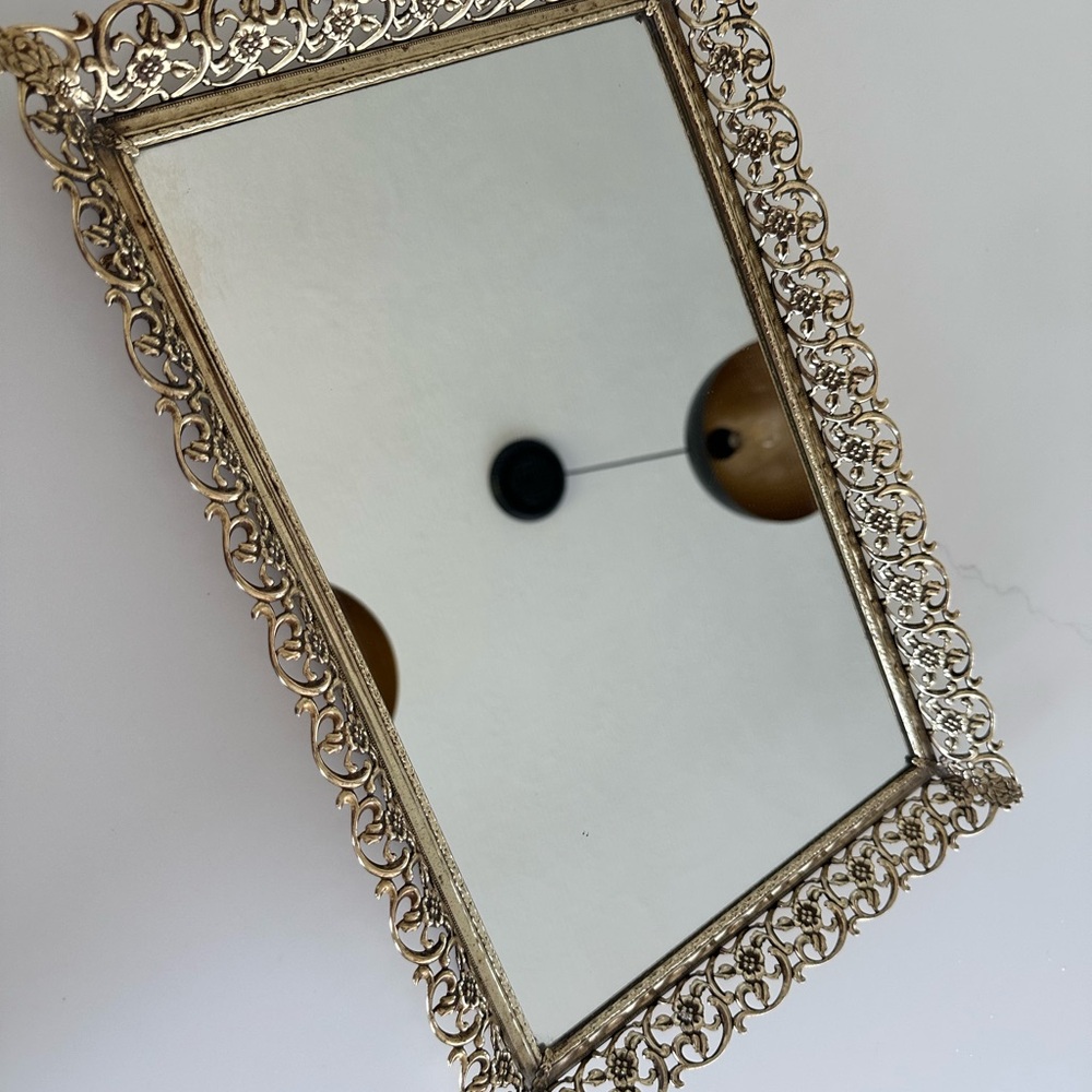 Elegant Gold Framed Mirror Tray